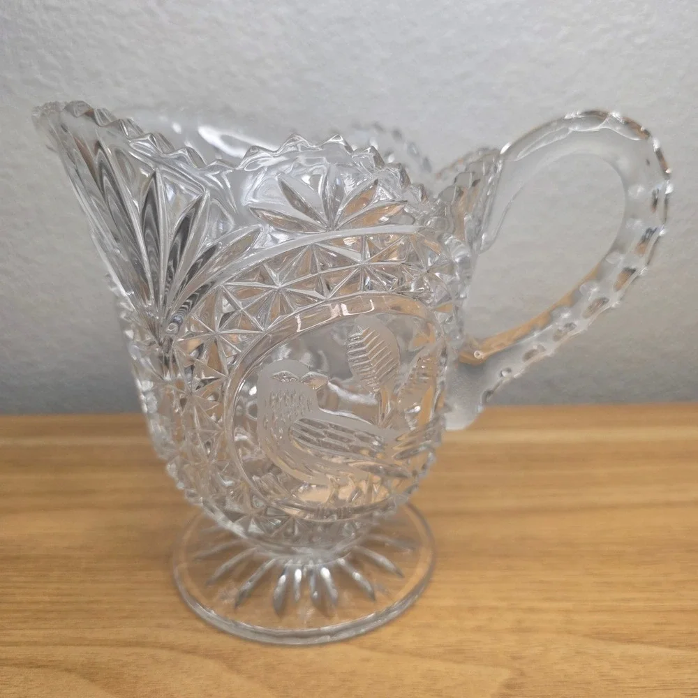 Vintage Hofbauer The Byrdes Collection Lead Cut Crystal Milk Pitcher Germany 6
